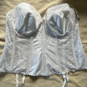 White Lace Bra with Structured Support and Garter Straps